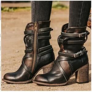 Freebird by Steven Baker Boots Wrap Leather Detail Distressed Brown Western